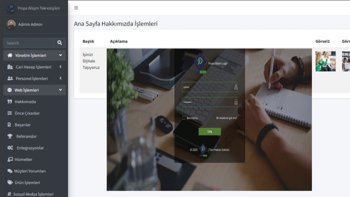 admin panelli dinamik kurumsal web sitenizi kodlayabilirim
