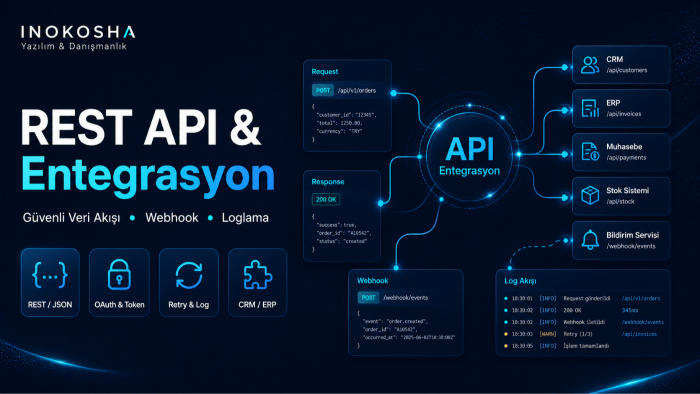 uygulamanıza REST API ve kurumsal sistem entegrasyonları kurarım