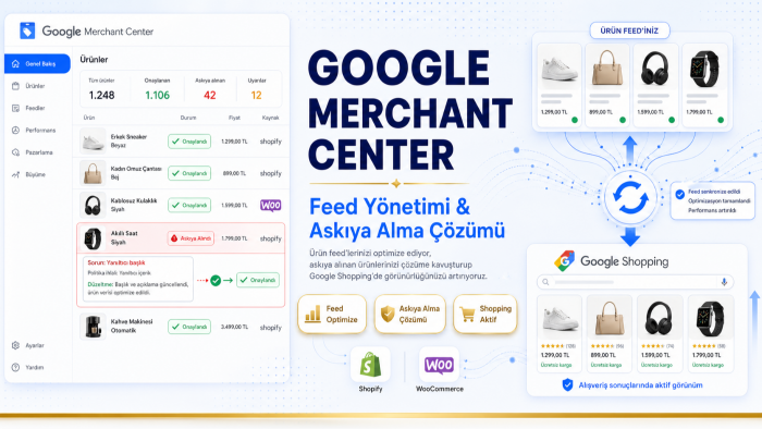 google merchant center kurar ve ürün feedini yönetirim
