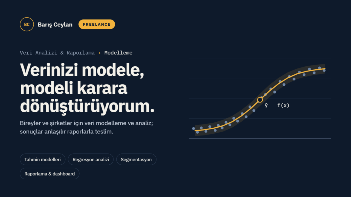 uzman olduğum veri modelleme ürünleri geliştirebilirim