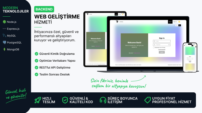 web sitenizin sunucu tarafı sistemi geliştirebilirim