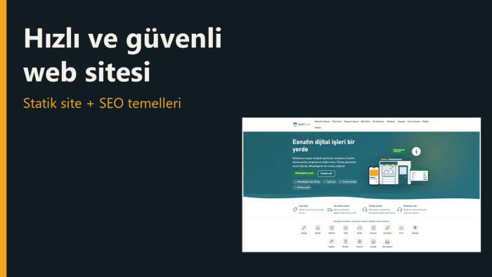 temel SEO dahil hızlı ve güvenli statik web sitesi kurarım