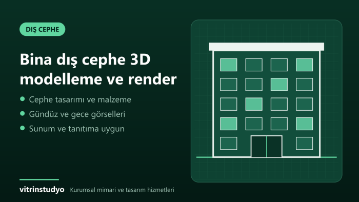 bina dış cephe 3d modelleme ve render yaparım