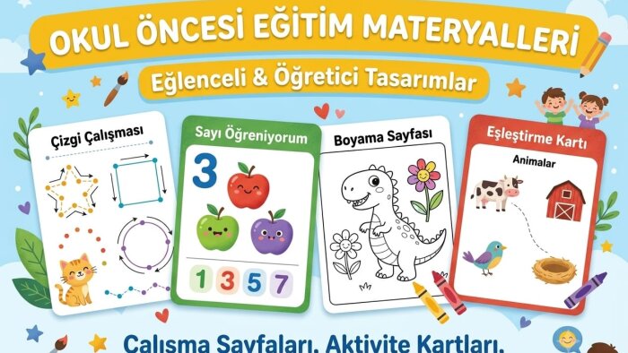 okul öncesi çocuklar için eğitim materyali tasarlayabilirim