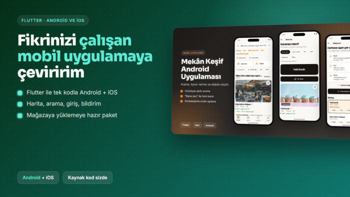 flutter ile android ve ios mobil uygulama geliştiririm