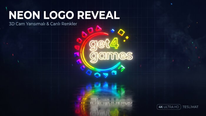 markanıza uygun cam yansımalı renkli neon logo intro yaparım