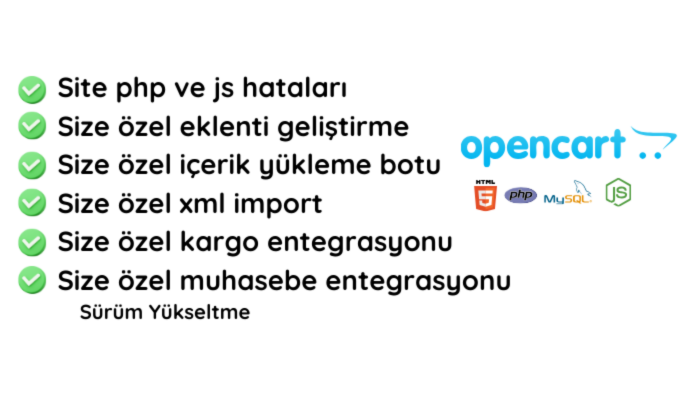 tüm opencart işlerinizi halledebilirim