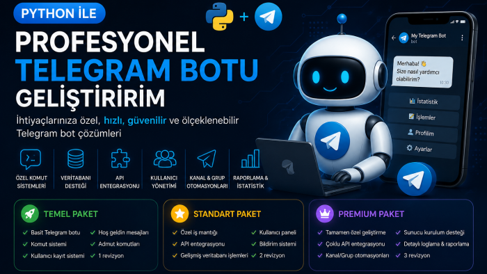 python ile profesyonel telegram botları yaparım