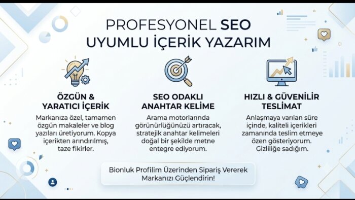 web siteniz için SEO uyumlu özgün içerikler yazarım