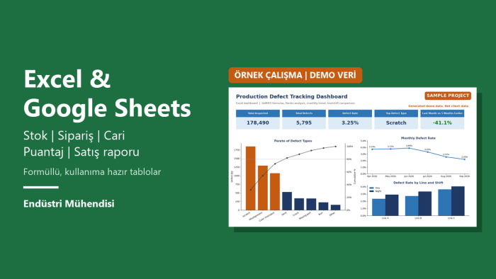 Excel ile stok, sipariş ve satış takip tablonuzu hazırlarım