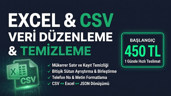 Excel ve CSV dosyalarınızı düzenler ve temizlerim