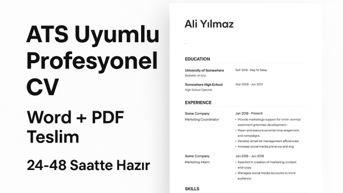  ATS uyumlu profesyonel CV hazırlıyorum