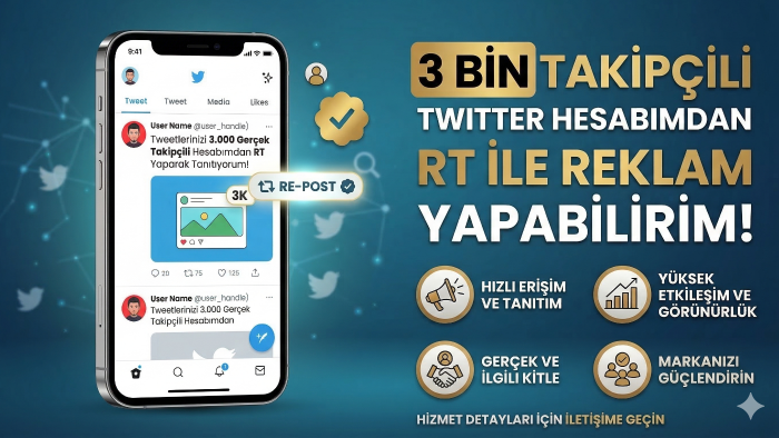 3 bin takipçili X hesabımdan repost atabilirim