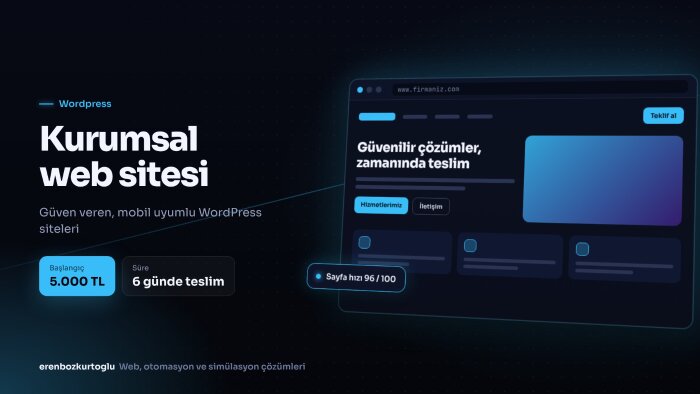 firmanıza kurumsal web sitesi tasarlarım