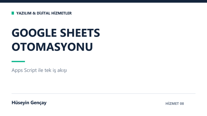 Google Sheets ve Apps Script otomasyonları hazırlarım