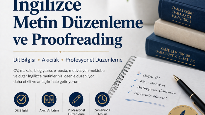 İngilizce metinlerinizi profesyonel olarak düzenlerim