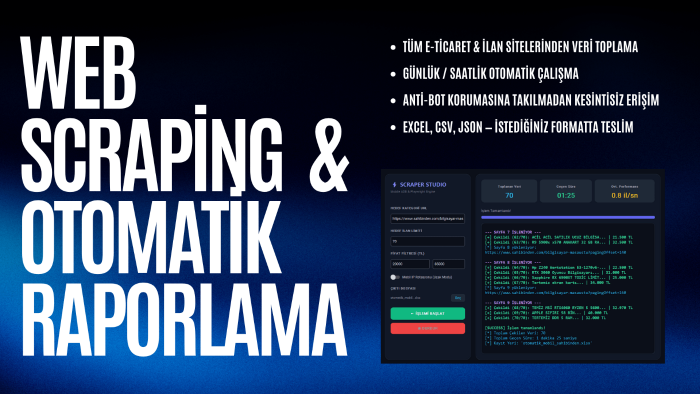 otomatik web scraping ve veri toplama yazılımı yaparım