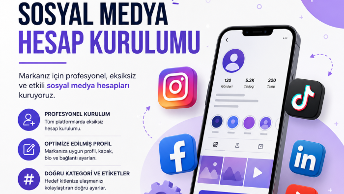 sosyal medyada hesap kurulumunuzu profesyonelce tamamlarım