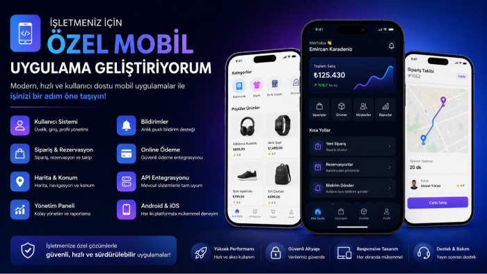 işletmeniz için özel mobil uygulama geliştiririm