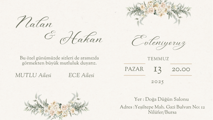 özgün ve profesyonel davetiyeler tasarlarım