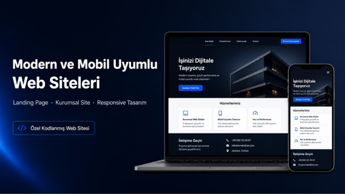 modern ve mobil uyumlu web sitesi geliştiririm