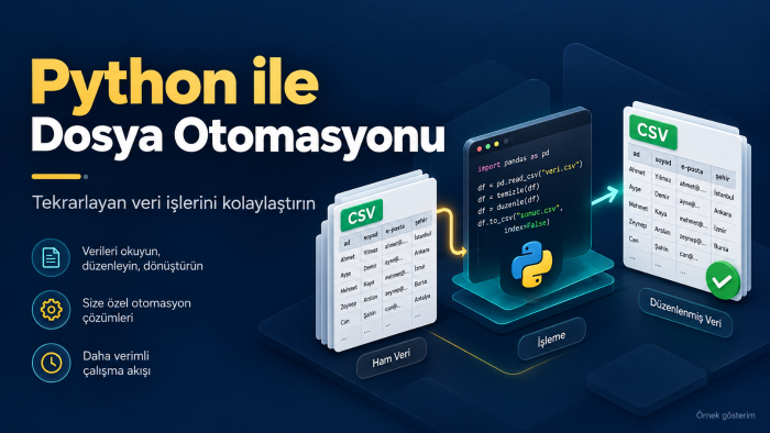 Python ile küçük dosya ve veri otomasyonları geliştiririm