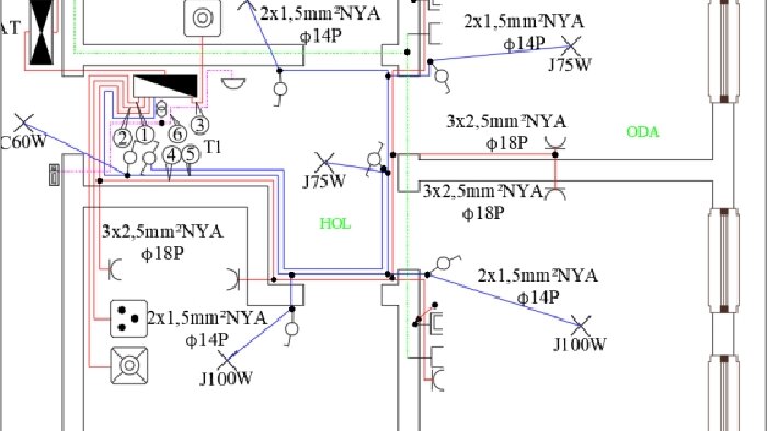 autoCAD ile elektrik tesisatı çizimi yapıyorum