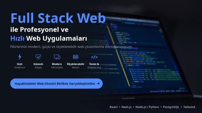 full stack web sitenizi hızlı ve profesyonelce yaparım