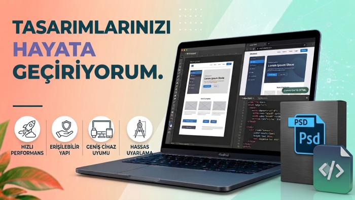 psd figma tasarımlarınızı modern duyarlı koda dönüştürürüm