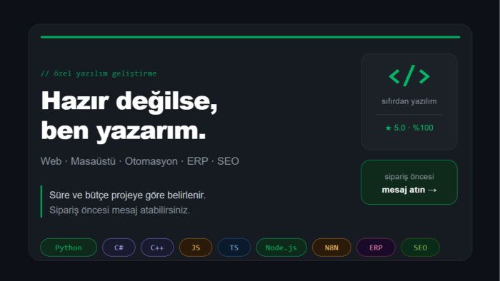  özel kodlanmış site yada script yazabilirim