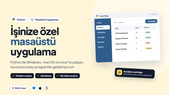 Python ile özel masaüstü uygulaması geliştirebilirim
