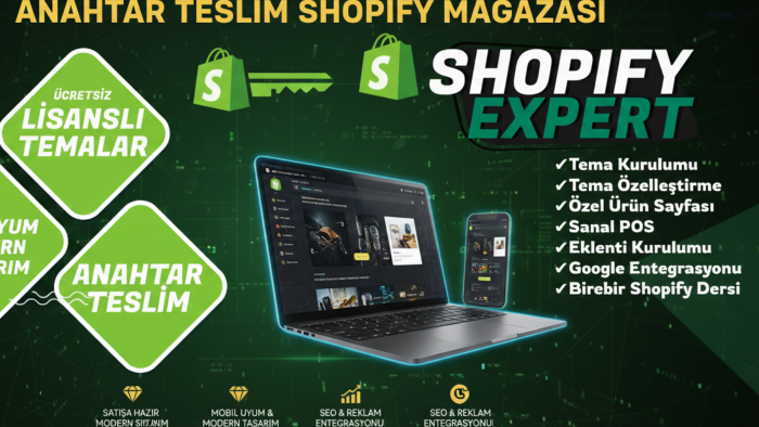Shopify üzerinden anahtar teslim web sitenizi kurabilirim