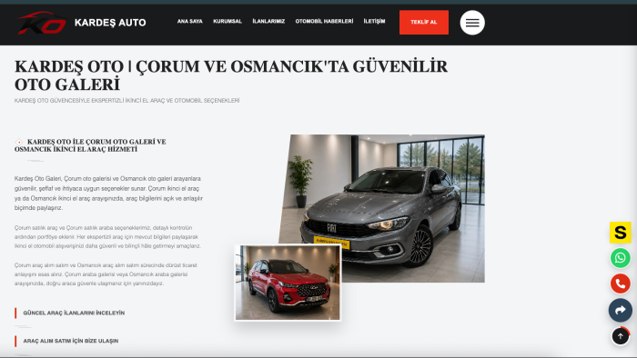 profesyonel oto galeri web sitesi  yaparım
