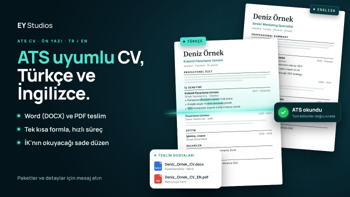 ATS uyumlu Türkçe ve İngilizce CV ile ön yazı hazırlarım