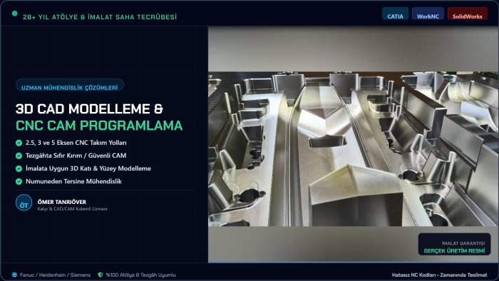 3D CAD modelleme ve CNC CAM programlama yapabilirim