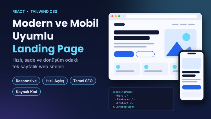 React ile modern ve mobil uyumlu landing page yaparım