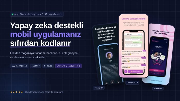 yapay zeka destekli iOS ve Android uygulaması geliştiririm