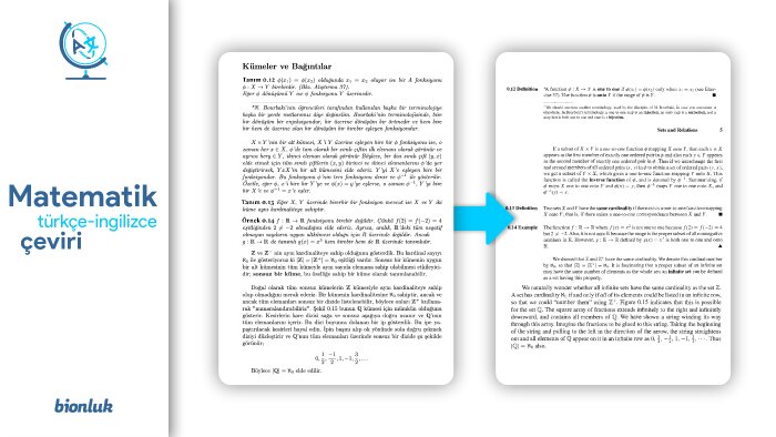 matematik alanındaki akademik metin çevirilerini yaparım