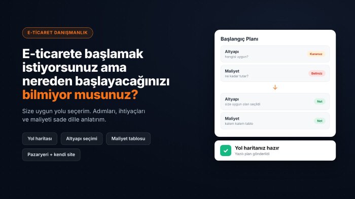 e-ticarete başlamanız için size yol haritası çizerim