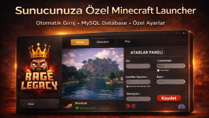 minecraft sunucunuza özel launcher yapıyorum