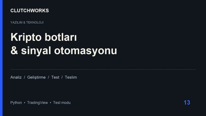 kripto işlem botu ve TradingView otomasyonu geliştiririm