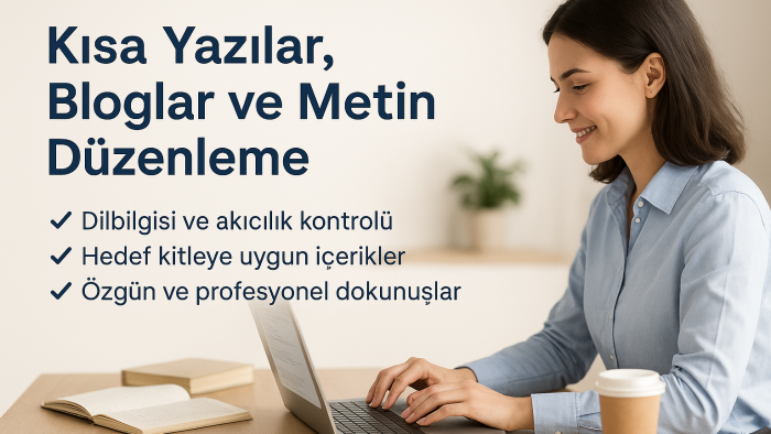 sizin için özgün içerikler yazar, metinleri düzenlerim