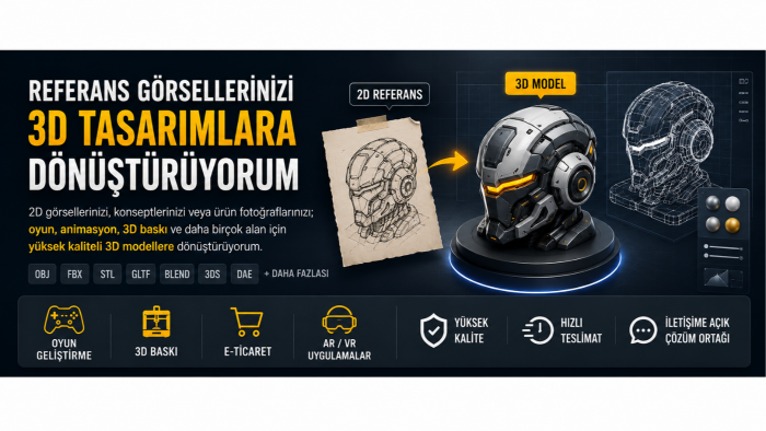 iki boyutlu görselleri 3 boyutlu modellere çeviririm