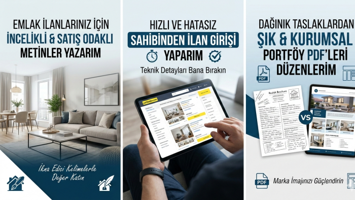 profesyonel emlak ilan metni yazar ve giriş yaparım