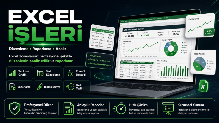 Excel düzenleme ve raporlama yaparım