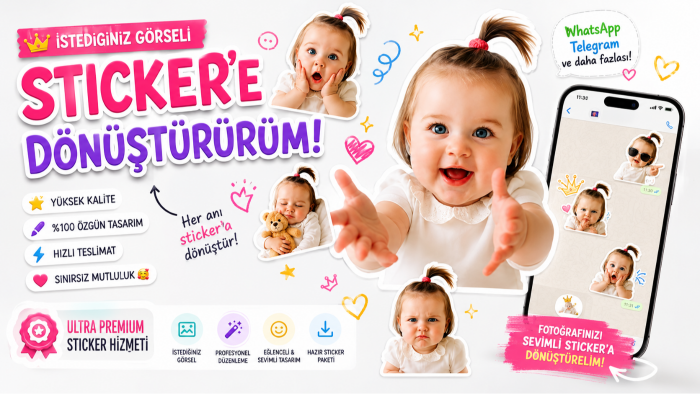 fotoğrafınızdan kişiye özel premium sticker seti tasarlarım