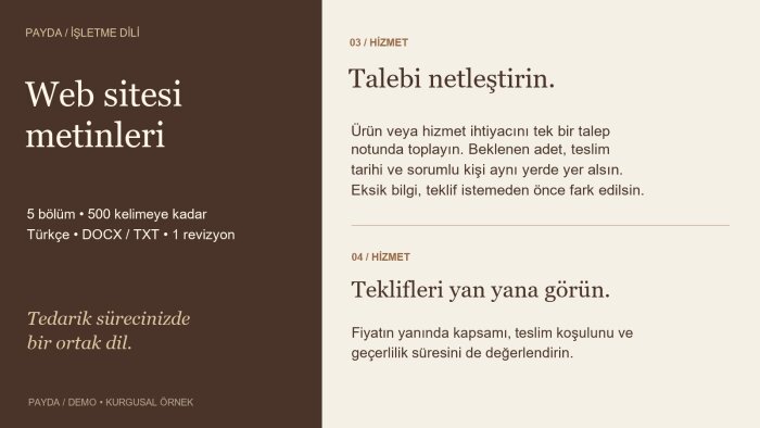 işletmeniz için 5 bölüm web sitesi metni yazarım