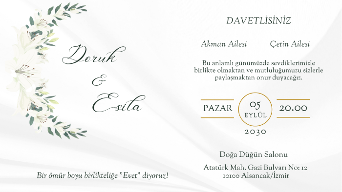 istediğiniz tarzda davetiyelerinizi tasarlayabilirim