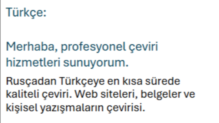  profesyonel düzeyde Rusça ve Türkçe çeviri yaparım