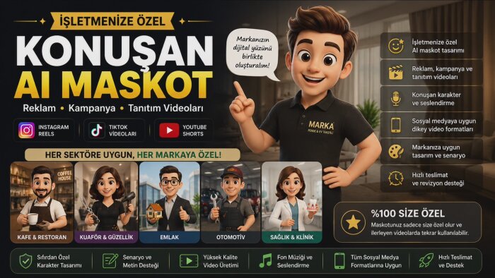 markanıza özel maskot ve reklam videoları hazırlarım